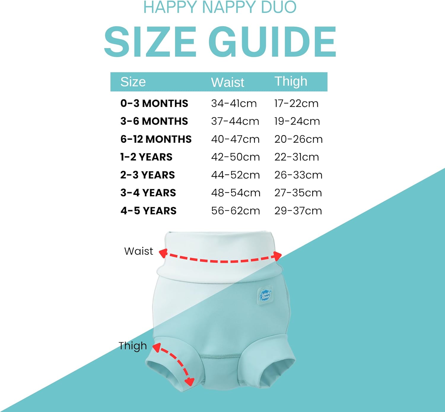 Happy Nappy Duo Size Guide